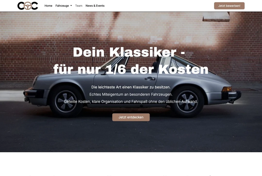 Webseitenansicht: Car Owners Club