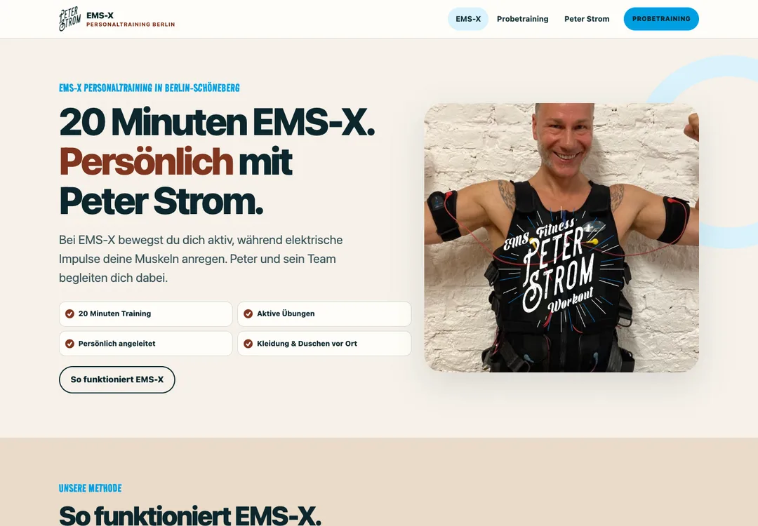 Webseitenansicht: Peter Strom Fitness